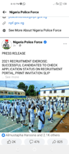 Nigeria Police Recruitment 2021: Check List of Successful Candidates for Training