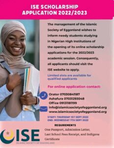Islamic Society of Eggon Land Scholarship 2022 1 Islamic Society of Eggon Land Scholarship 2022