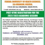 FUHSI Ila Orangun 2022/2023 Post UTME Registration